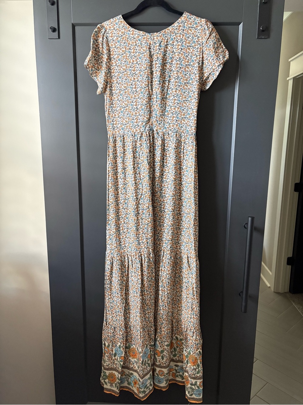 NATURAL LIFE Evangaline Cream Maxi Dress with Blue and Peach Floral Print - Picture 5 of 8